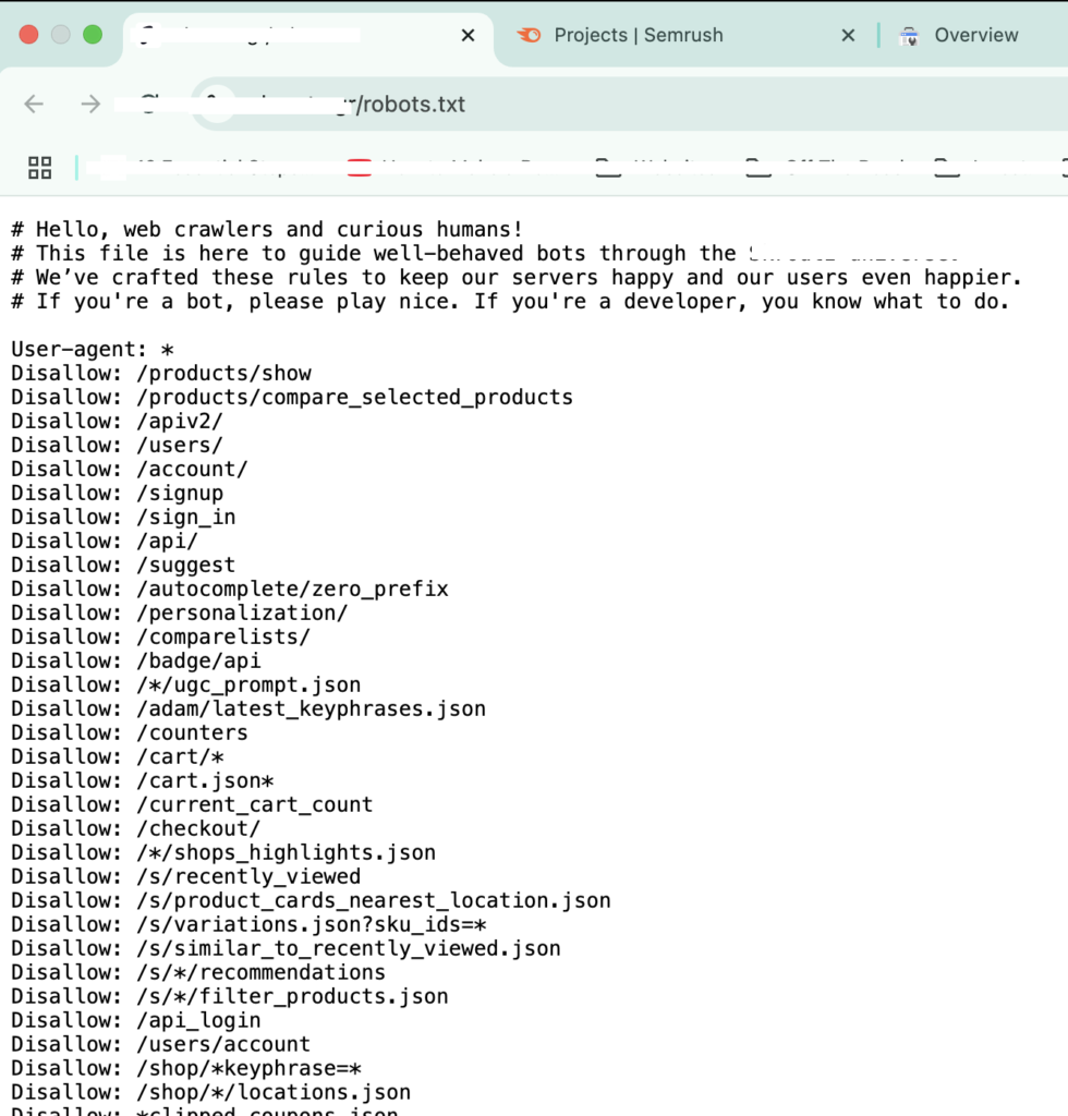 Exemplo de análise SEO técnico: robots txt